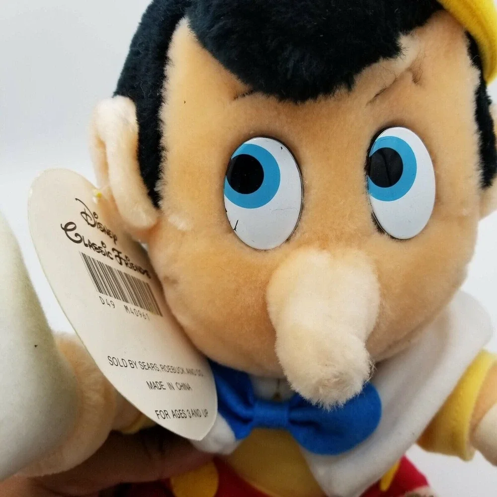 Vintage‎ Walt Disney Pinocchio Plush Stuffed Toy Doll, Sitting 13